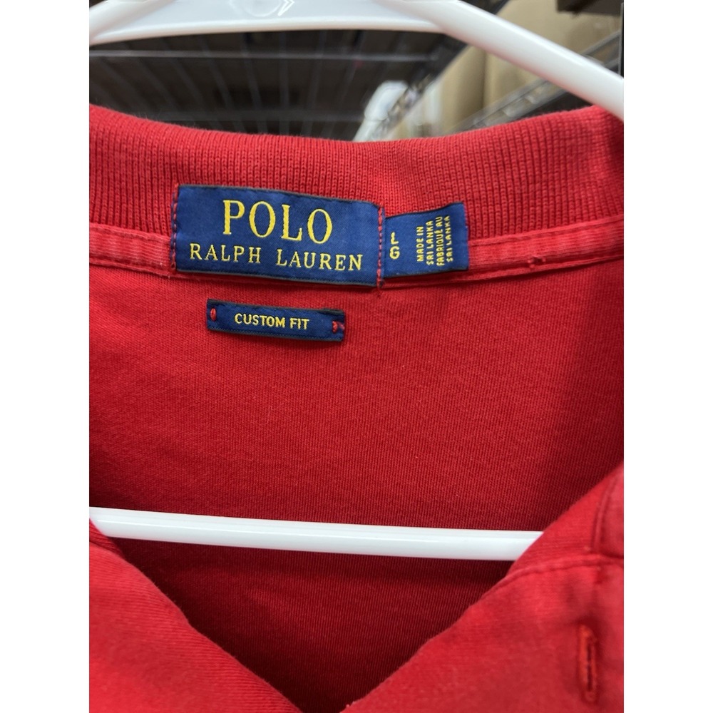 POLO by Ralph Lauren‎ Men's Red Polo Shirt with Blue Logo Size Large - Picture 2 of 2